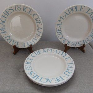 EMMA BRIDGEWATER SET OF (4) PALE BLUE TOAST SALAD PLATES